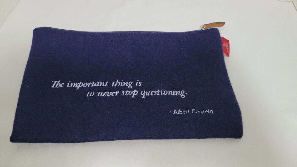 Viking Cruise Line Wool Zipper Pouch Gray Quote 11" x 7"